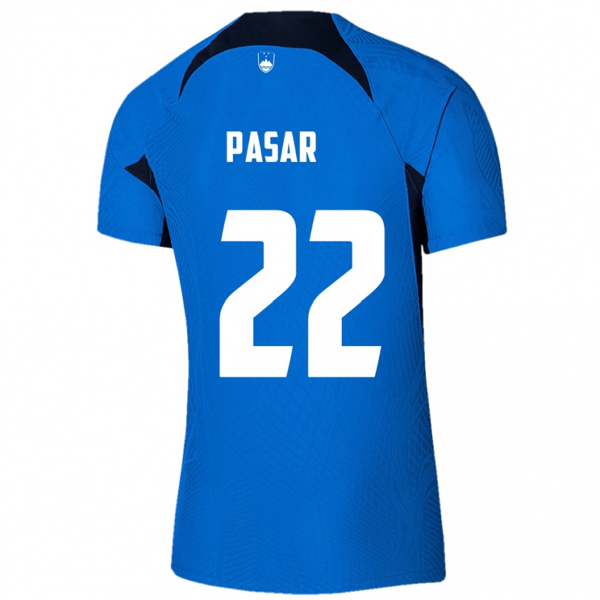 Kids Football Slovenia Melania Pasar #22 Blue Away Jersey 24-26 T-Shirt Za