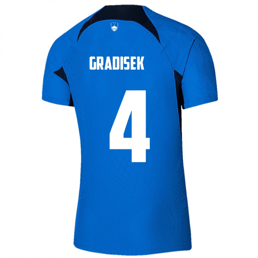 Kids Football Slovenia Sara Gradišek #4 Blue Away Jersey 24-26 T-Shirt Za