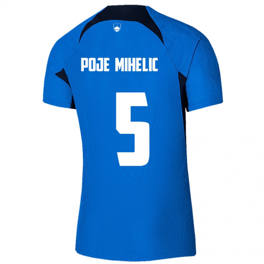 Kids Football Slovenia Naja Poje Mihelič #5 Blue Away Jersey 24-26 T-Shirt Za