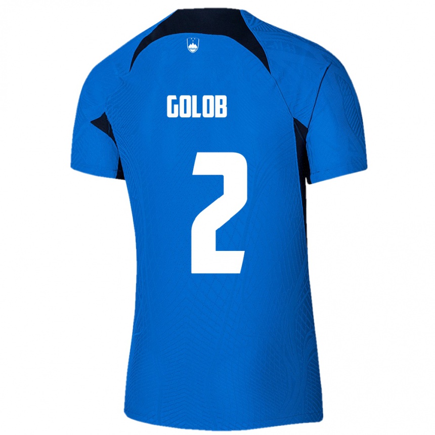 Kids Football Slovenia Lana Golob #2 Blue Away Jersey 24-26 T-Shirt Za