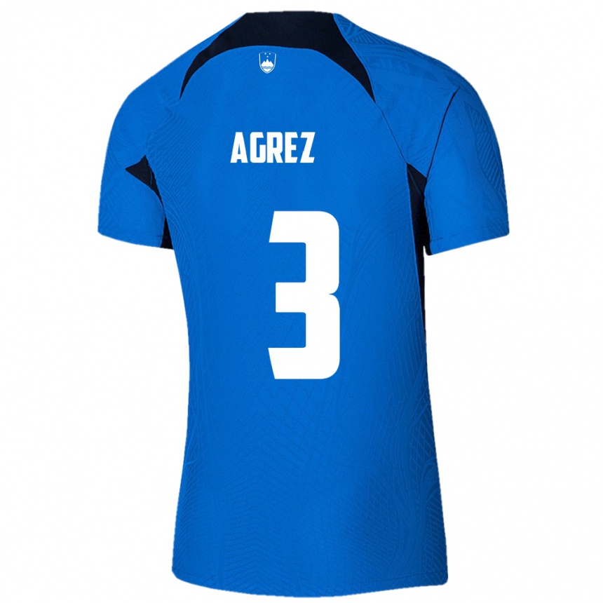 Kids Football Slovenia Sara Agrež #3 Blue Away Jersey 24-26 T-Shirt Za