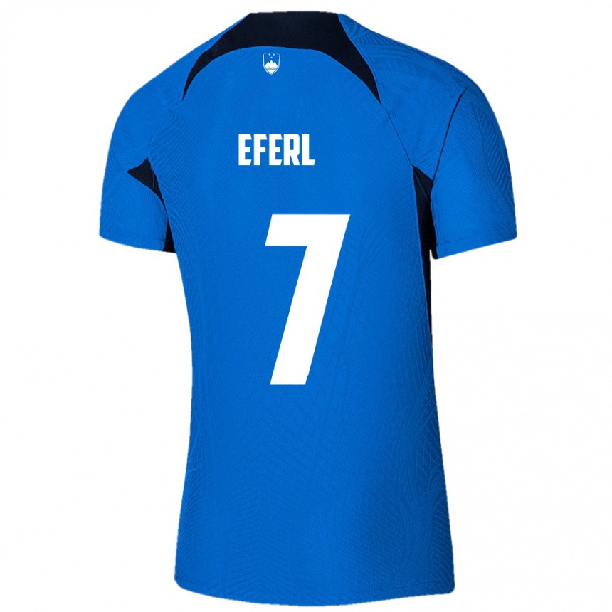 Kids Football Slovenia Anja Eferl #7 Blue Away Jersey 24-26 T-Shirt Za