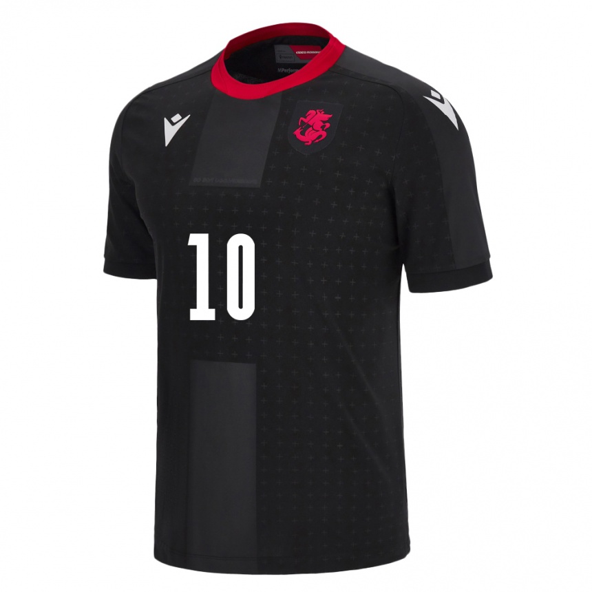 Kids Football Georgia Giorgi Kvernadze #10 Black Away Jersey 24-26 T-Shirt Za