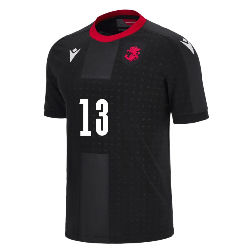 Kids Football Georgia Saba Mamatsashvili #13 Black Away Jersey 24-26 T-Shirt Za