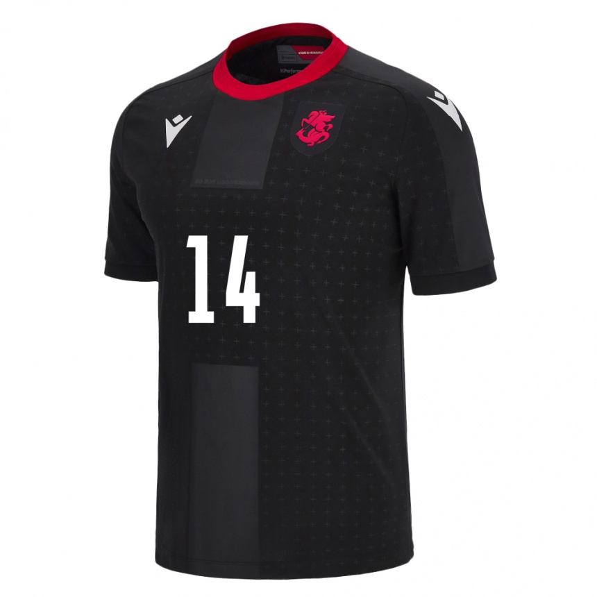 Kids Football Georgia Nikoloz Tsetskhladze #14 Black Away Jersey 24-26 T-Shirt Za