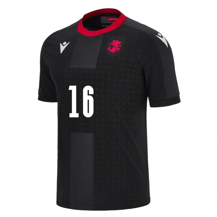 Kids Football Georgia Nikoloz Kantidze #16 Black Away Jersey 24-26 T-Shirt Za