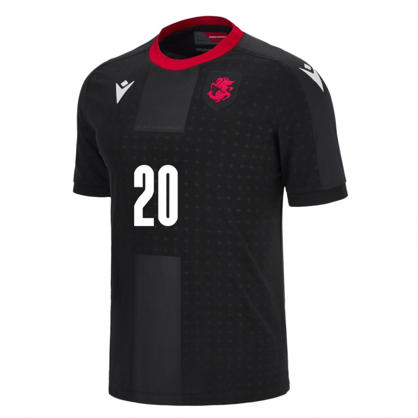 Kids Football Georgia Tsotne Berelidze #20 Black Away Jersey 24-26 T-Shirt Za