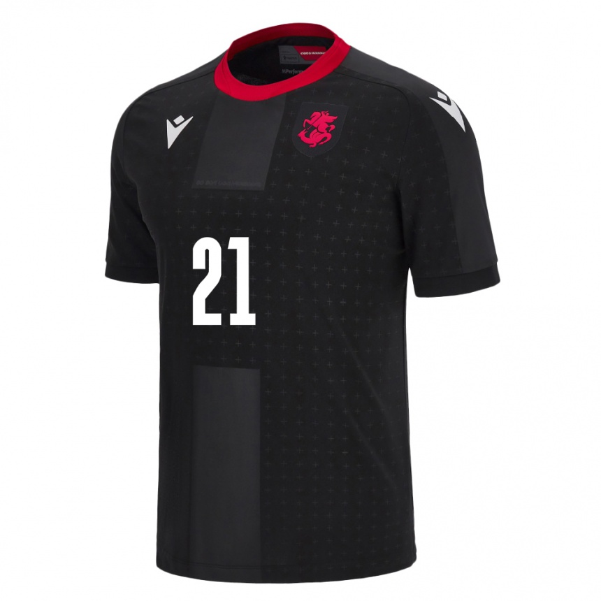 Kids Football Georgia Otar Mamageishvili #21 Black Away Jersey 24-26 T-Shirt Za