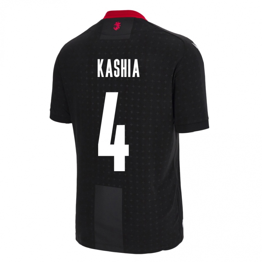 Kids Football Georgia Guram Kashia #4 Black Away Jersey 24-26 T-Shirt Za