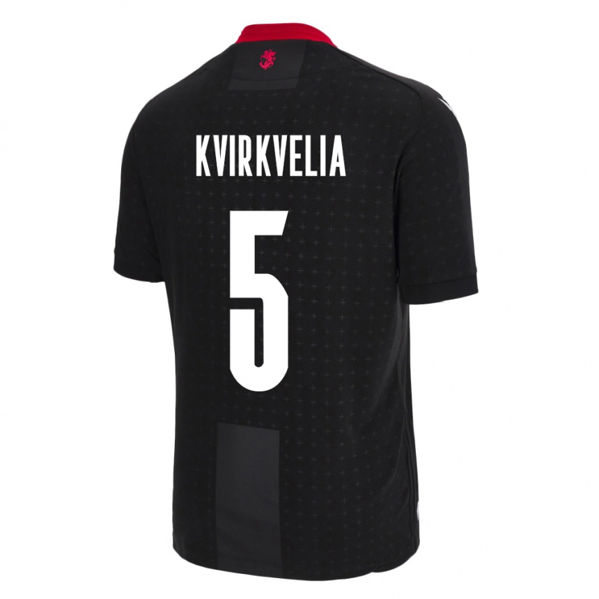 Kids Football Georgia Solomon Kvirkvelia #5 Black Away Jersey 24-26 T-Shirt Za