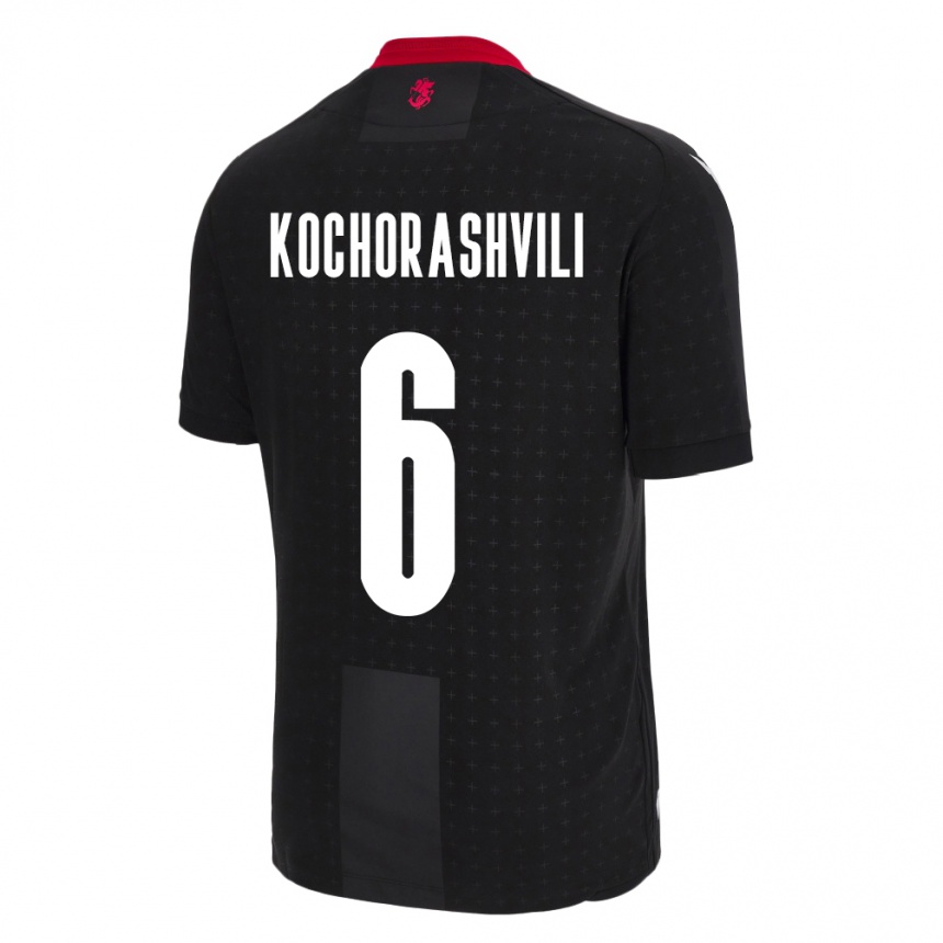 Kids Football Georgia Giorgi Kochorashvili #6 Black Away Jersey 24-26 T-Shirt Za