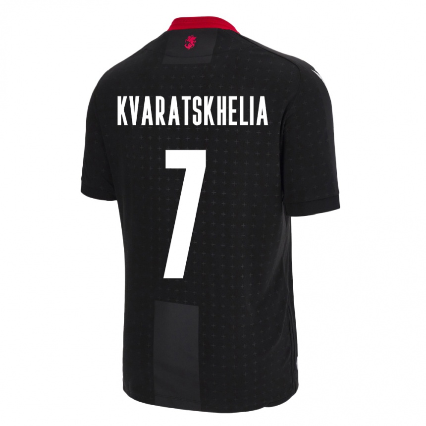 Kids Football Georgia Khvicha Kvaratskhelia #7 Black Away Jersey 24-26 T-Shirt Za