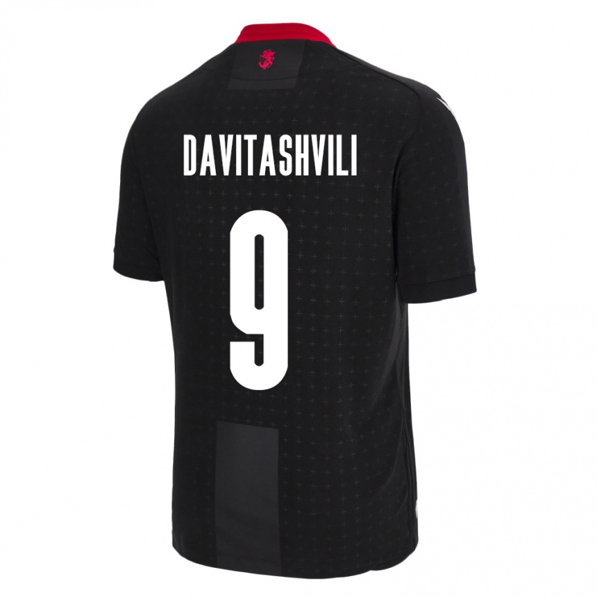 Kids Football Georgia Zuriko Davitashvili #9 Black Away Jersey 24-26 T-Shirt Za