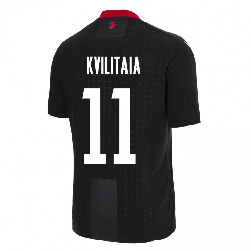 Kids Football Georgia Giorgi Kvilitaia #11 Black Away Jersey 24-26 T-Shirt Za