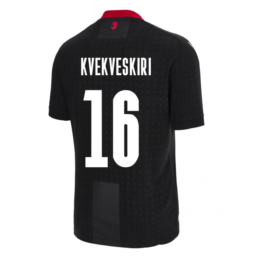 Kids Football Georgia Nika Kvekveskiri #16 Black Away Jersey 24-26 T-Shirt Za