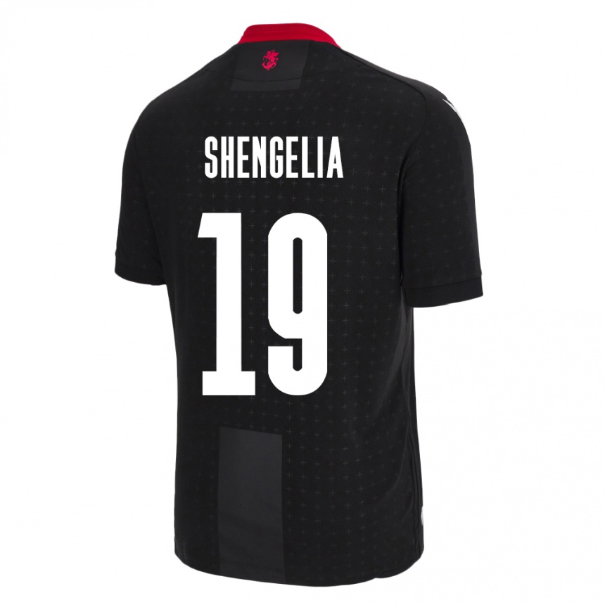 Kids Football Georgia Levan Shengelia #19 Black Away Jersey 24-26 T-Shirt Za