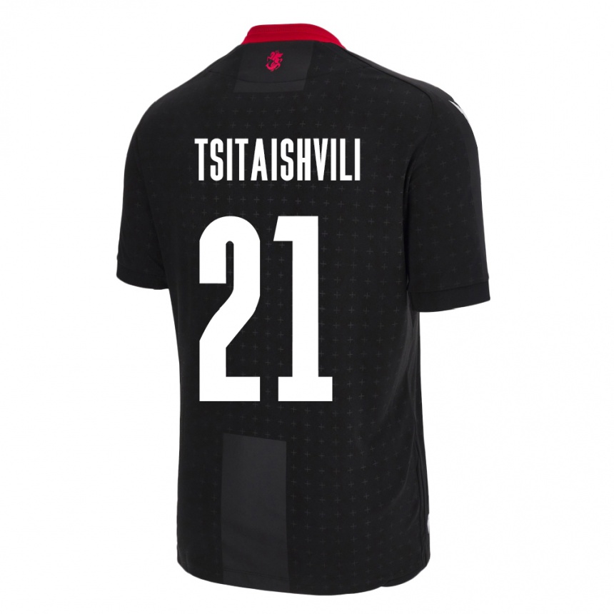 Kids Football Georgia Georgiy Tsitaishvili #21 Black Away Jersey 24-26 T-Shirt Za