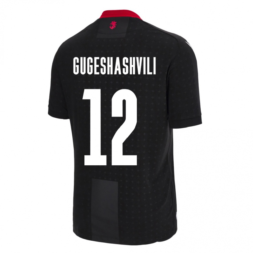 Kids Football Georgia Luka Gugeshashvili #12 Black Away Jersey 24-26 T-Shirt Za