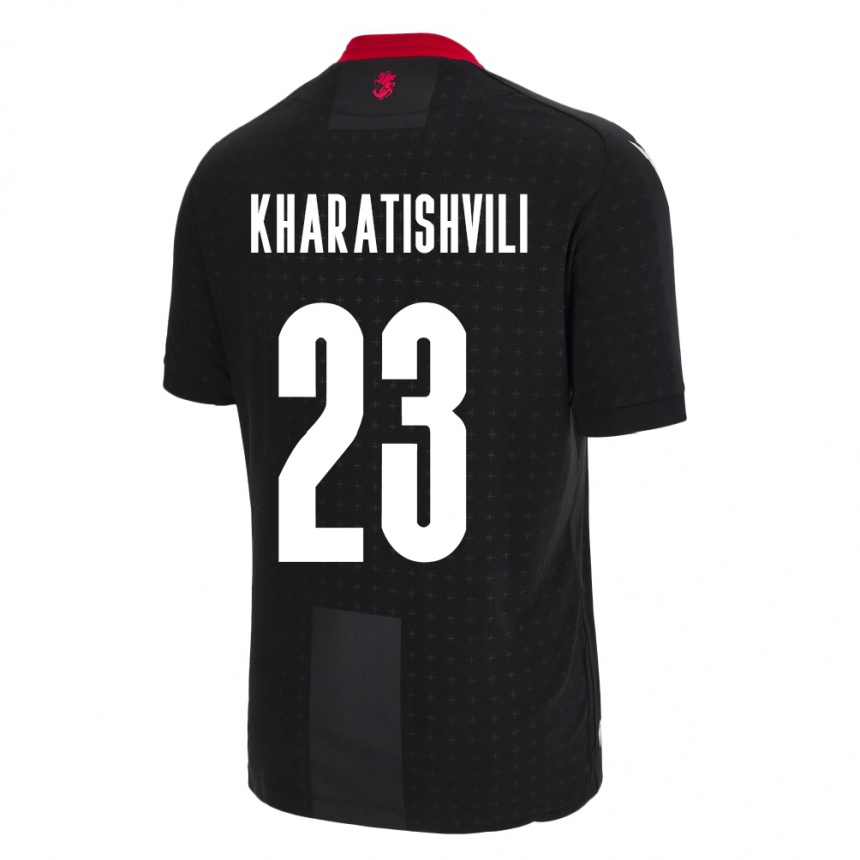 Kids Football Georgia Luka Kharatishvili #23 Black Away Jersey 24-26 T-Shirt Za