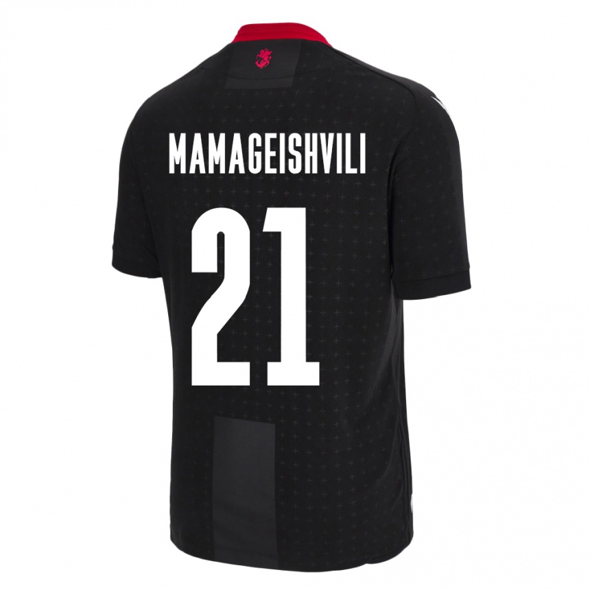 Kids Football Georgia Otar Mamageishvili #21 Black Away Jersey 24-26 T-Shirt Za