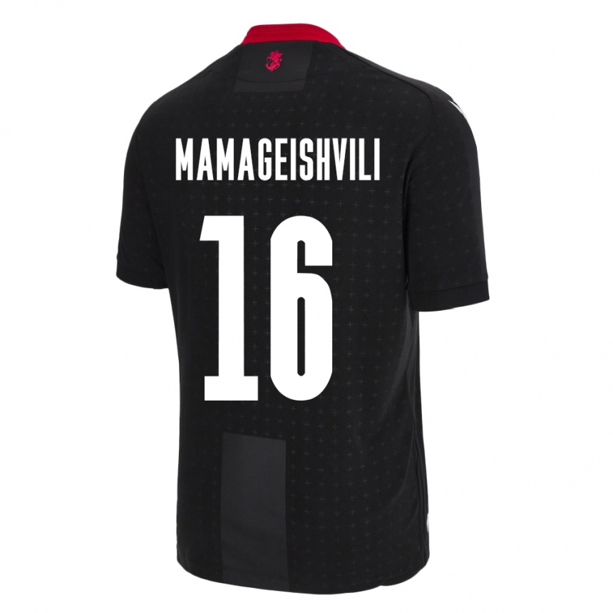 Kids Football Georgia Gizo Mamageishvili #16 Black Away Jersey 24-26 T-Shirt Za