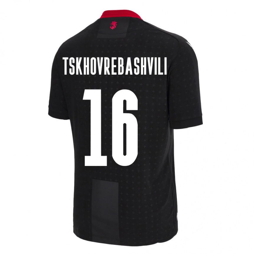 Kids Football Georgia Nikoloz Tskhovrebashvili #16 Black Away Jersey 24-26 T-Shirt Za