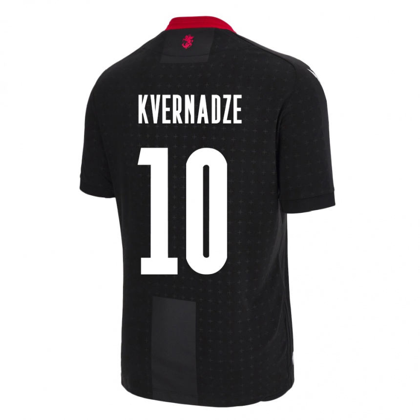 Kids Football Georgia Giorgi Kvernadze #10 Black Away Jersey 24-26 T-Shirt Za