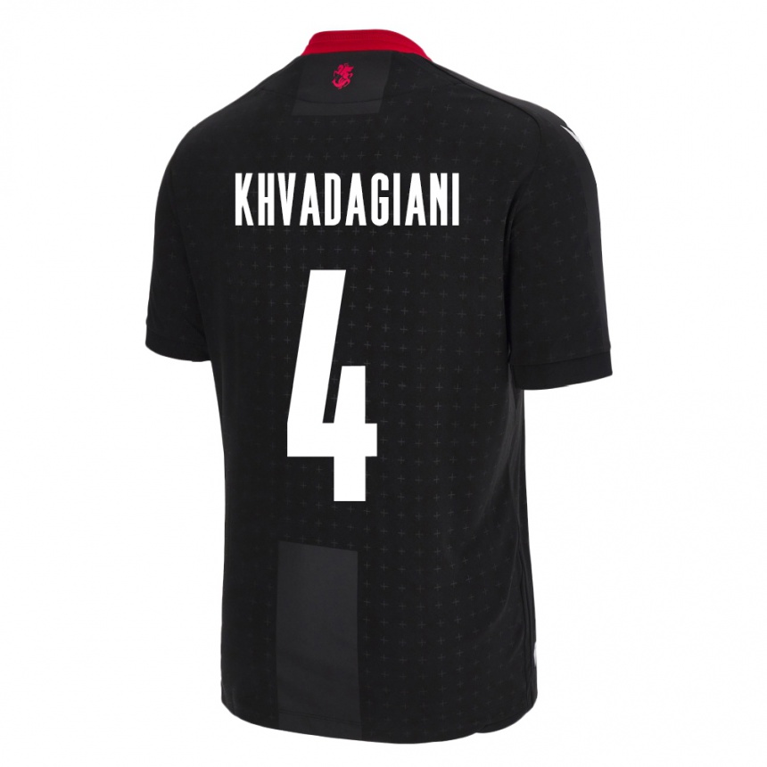 Kids Football Georgia Saba Khvadagiani #4 Black Away Jersey 24-26 T-Shirt Za