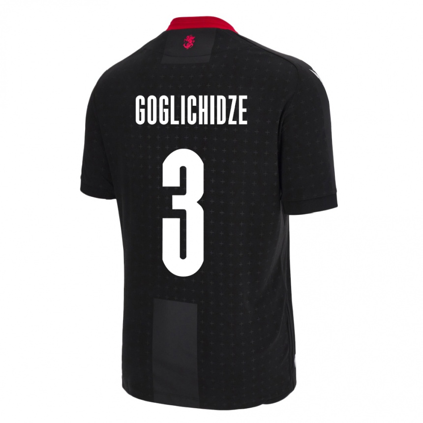 Kids Football Georgia Saba Goglichidze #3 Black Away Jersey 24-26 T-Shirt Za