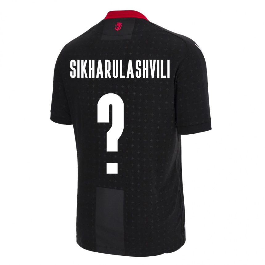 Kids Football Georgia Nika Sikharulashvili #0 Black Away Jersey 24-26 T-Shirt Za