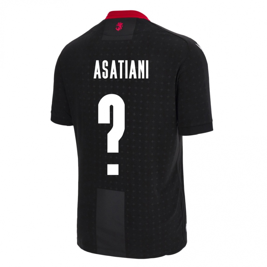 Kids Football Georgia Davit Asatiani #0 Black Away Jersey 24-26 T-Shirt Za