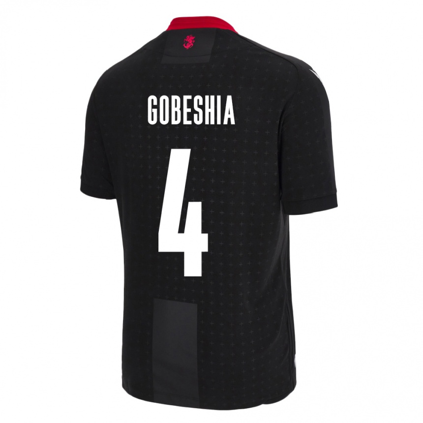 Kids Football Georgia Tengo Gobeshia #4 Black Away Jersey 24-26 T-Shirt Za