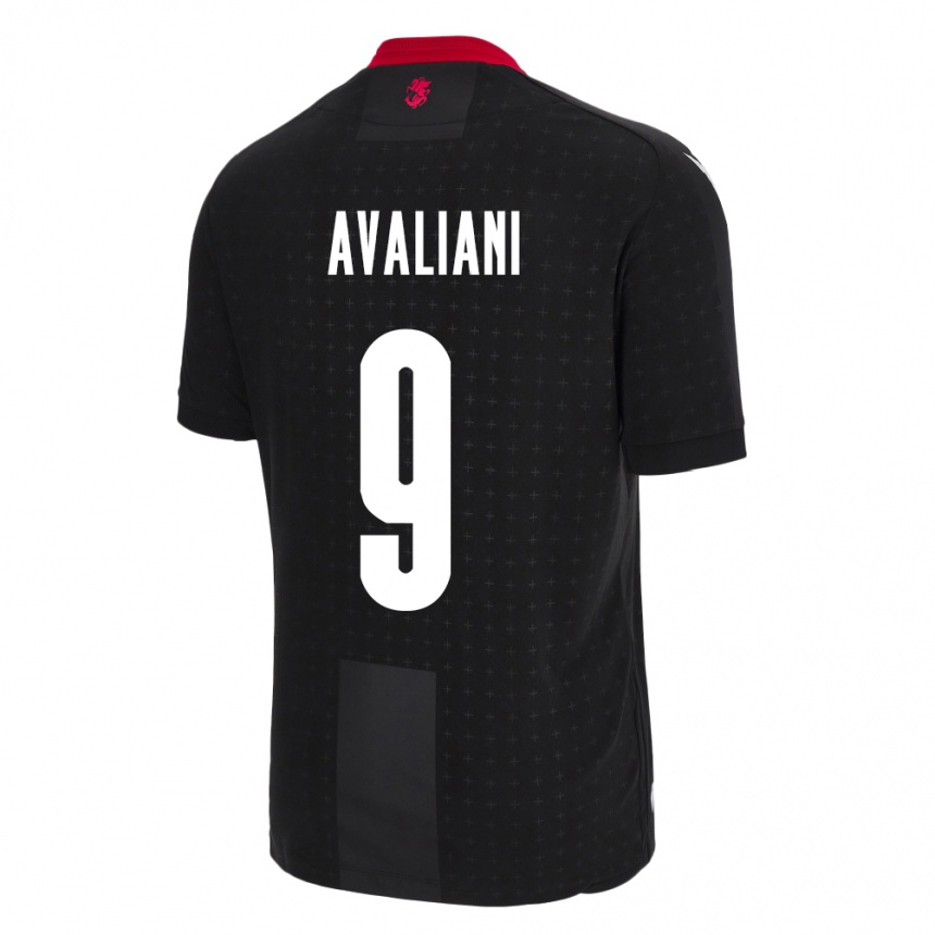 Kids Football Georgia Aleksandre Avaliani #9 Black Away Jersey 24-26 T-Shirt Za