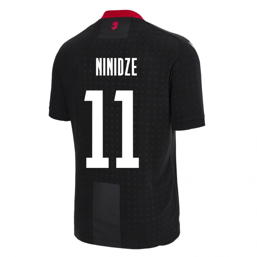 Kids Football Georgia Nikoloz Ninidze #11 Black Away Jersey 24-26 T-Shirt Za