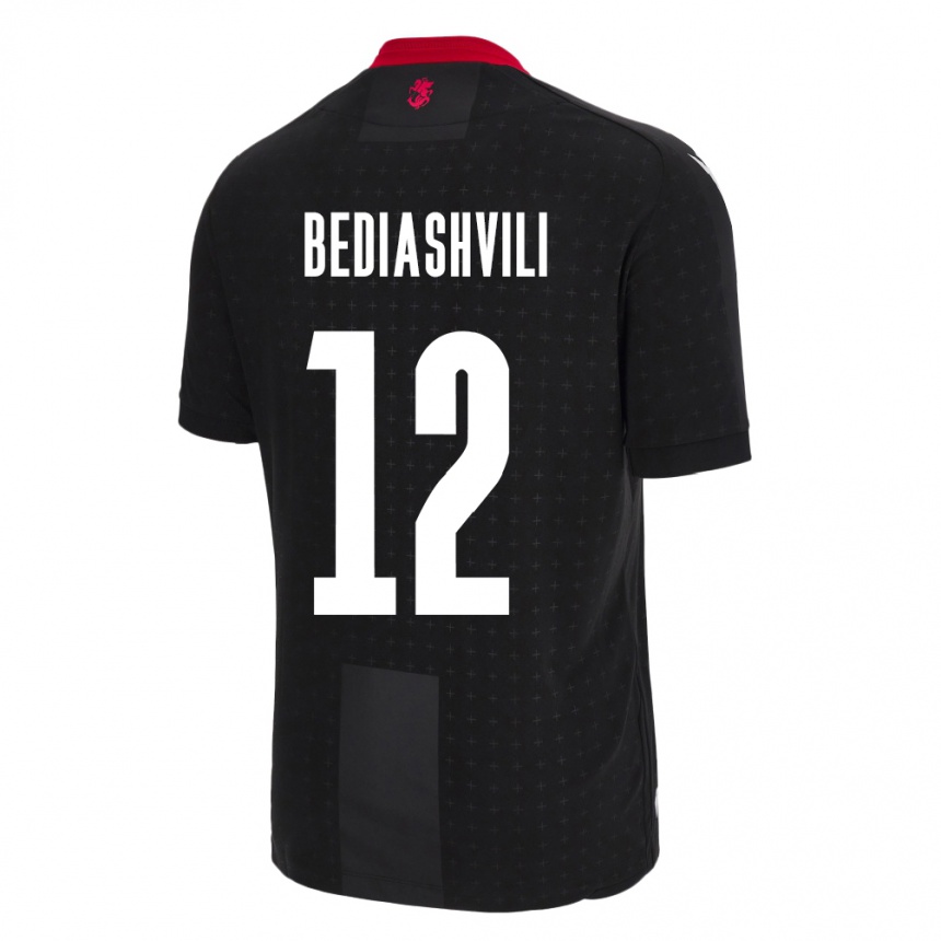 Kids Football Georgia Giorgi Bediashvili #12 Black Away Jersey 24-26 T-Shirt Za