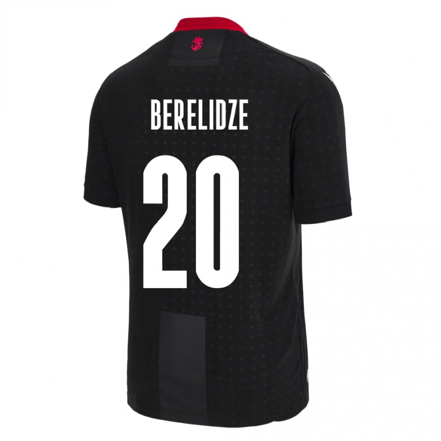 Kids Football Georgia Tsotne Berelidze #20 Black Away Jersey 24-26 T-Shirt Za