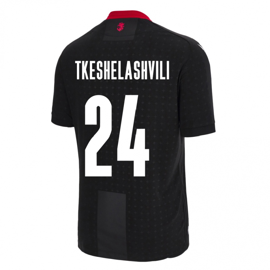 Kids Football Georgia Amiran Tkeshelashvili #24 Black Away Jersey 24-26 T-Shirt Za