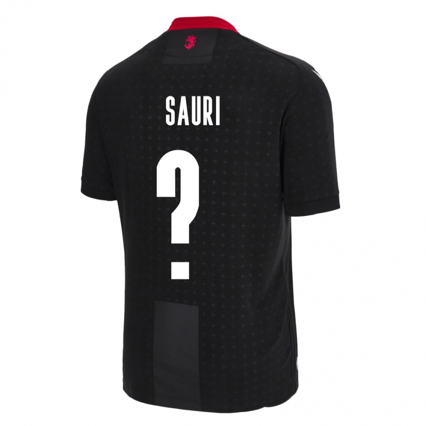 Kids Football Georgia Mate Sauri #0 Black Away Jersey 24-26 T-Shirt Za