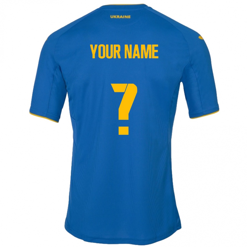 Kids Football Ukraine Your Name #0 Blue Away Jersey 24-26 T-Shirt Za