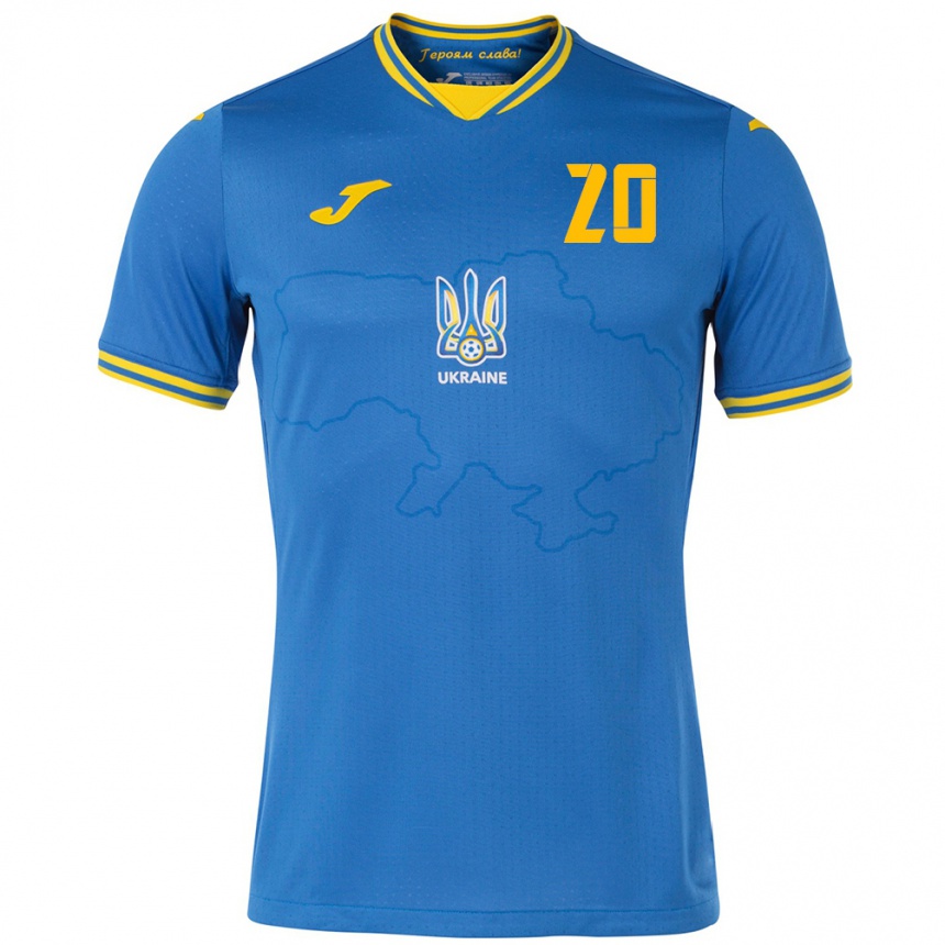 Kids Football Ukraine Artem Ugrynchuk #20 Blue Away Jersey 24-26 T-Shirt Za