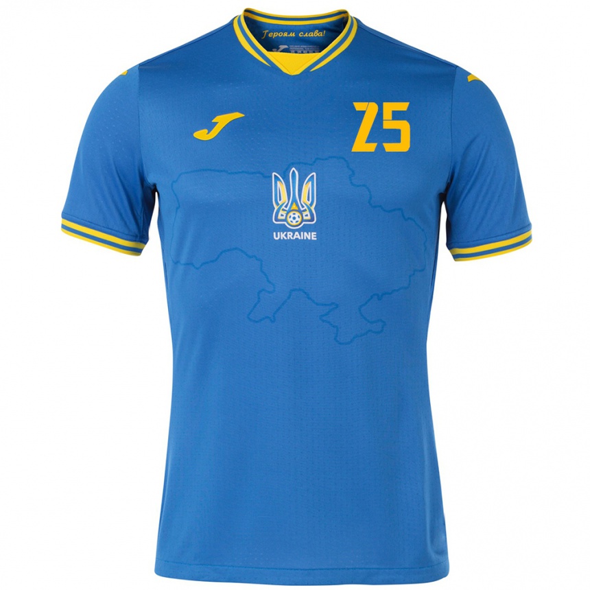 Kids Football Ukraine Vladyslav Vanat #25 Blue Away Jersey 24-26 T-Shirt Za