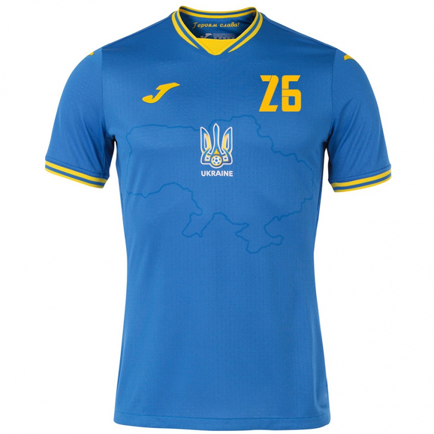 Kids Football Ukraine Bogdan Mykhaylichenko #26 Blue Away Jersey 24-26 T-Shirt Za