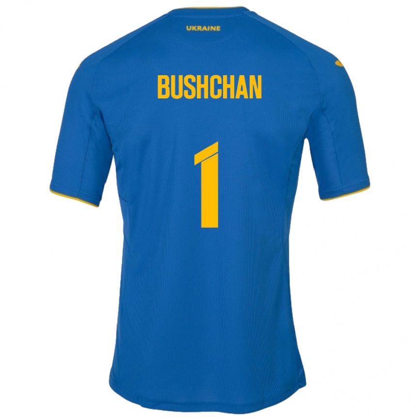 Kids Football Ukraine Georgiy Bushchan #1 Blue Away Jersey 24-26 T-Shirt Za