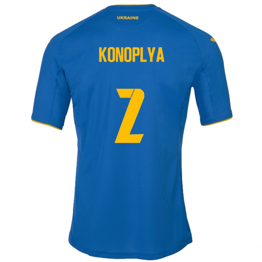 Kids Football Ukraine Yukhym Konoplya #2 Blue Away Jersey 24-26 T-Shirt Za