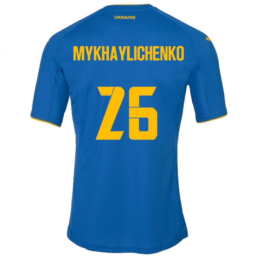 Kids Football Ukraine Bogdan Mykhaylichenko #26 Blue Away Jersey 24-26 T-Shirt Za