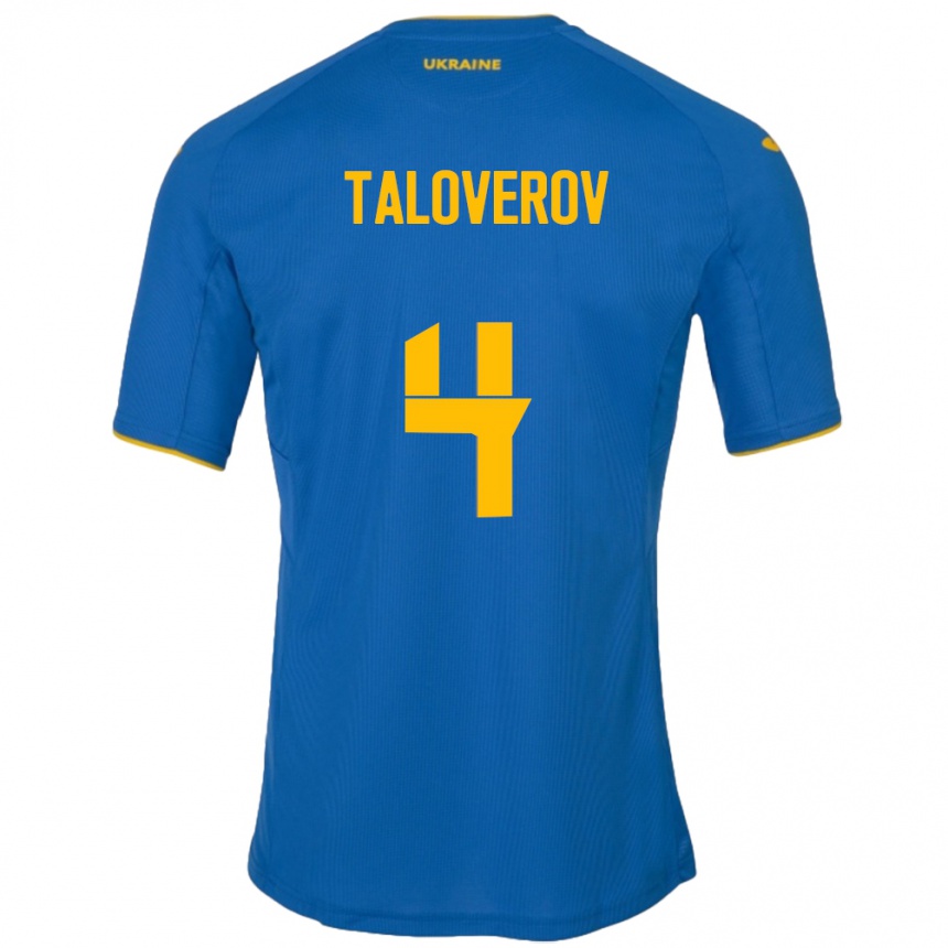 Kids Football Ukraine Maksym Taloverov #4 Blue Away Jersey 24-26 T-Shirt Za