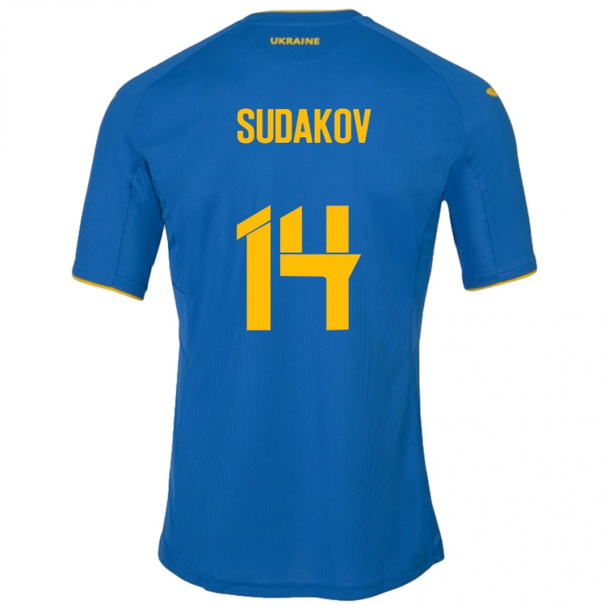 Kids Football Ukraine Georgiy Sudakov #14 Blue Away Jersey 24-26 T-Shirt Za