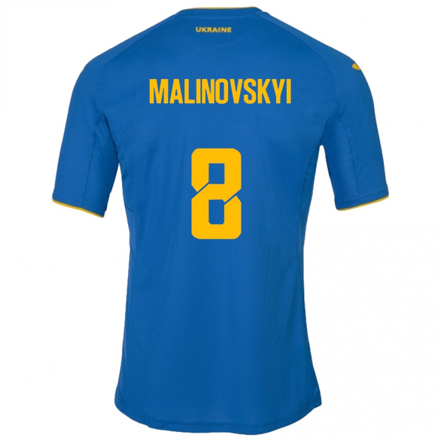 Kids Football Ukraine Ruslan Malinovskyi #8 Blue Away Jersey 24-26 T-Shirt Za