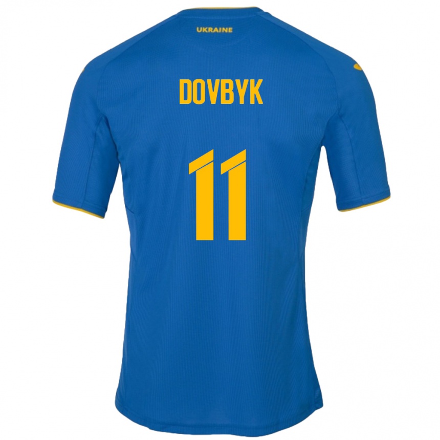 Kids Football Ukraine Artem Dovbyk #11 Blue Away Jersey 24-26 T-Shirt Za