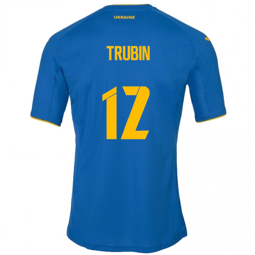 Kids Football Ukraine Anatoliy Trubin #12 Blue Away Jersey 24-26 T-Shirt Za